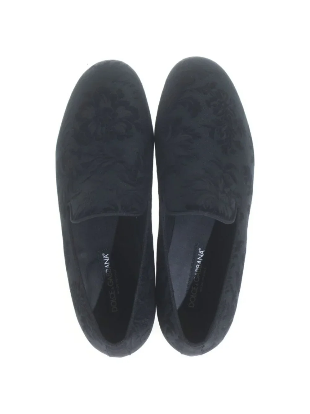 Dolce & Gabbana Black Floral Brocade Loafers Flat Shoes